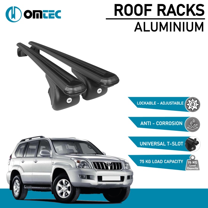 Bare Transversale Toyota Land Cruiser Prado [2002-2009] Omtec Aluminiu - Negru - imagine 2
