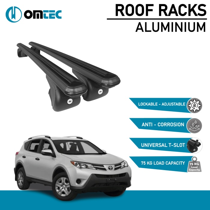 Bare Transversale Toyota Rav4 [2012-2015] Omtec Aluminiu - Negru - imagine 2