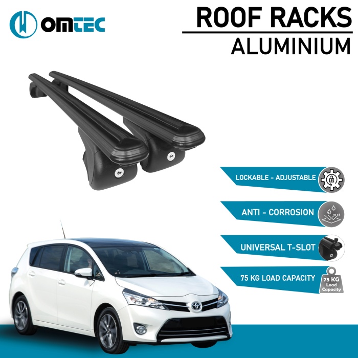 Bare Transversale Toyota Verso [2009-2018] Omtec Aluminiu - Negru - imagine 2
