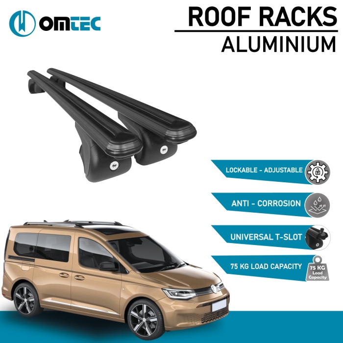 Bare Transversale Volkswagen Caddy [2021 ->] Omtec Aluminiu - Negru - imagine 2
