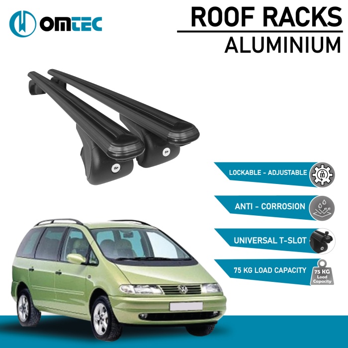 Bare Transversale Volkswagen Sharan [1995-2010] Omtec Aluminiu - Negru - imagine 2