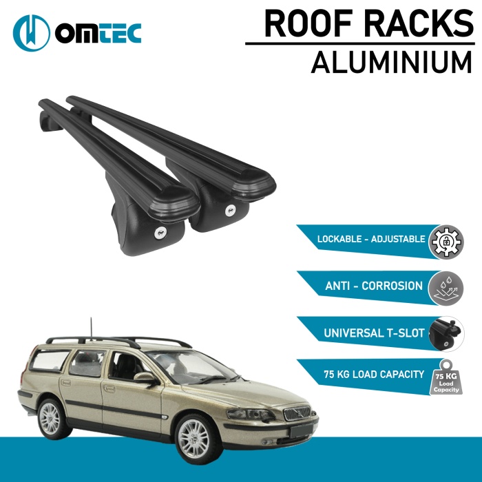 Bare Transversale Volvo V70 [2000-2007] Omtec Aluminiu - Negru - imagine 2