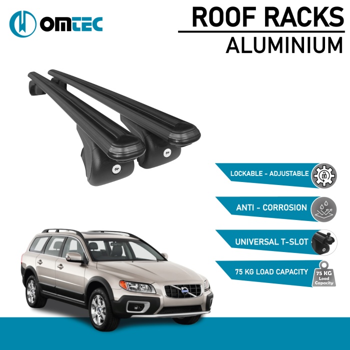 Bare Transversale Volvo Xc70 [2008-2016] Omtec Aluminiu - Negru - imagine 2