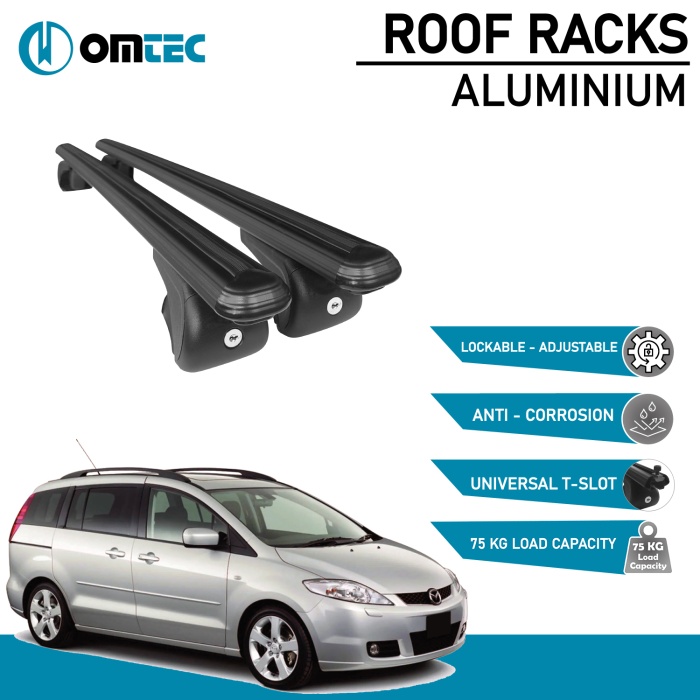 Bare Transversale Mazda 5 [2004-2010] Omtec Aluminiu - Negru - imagine 2