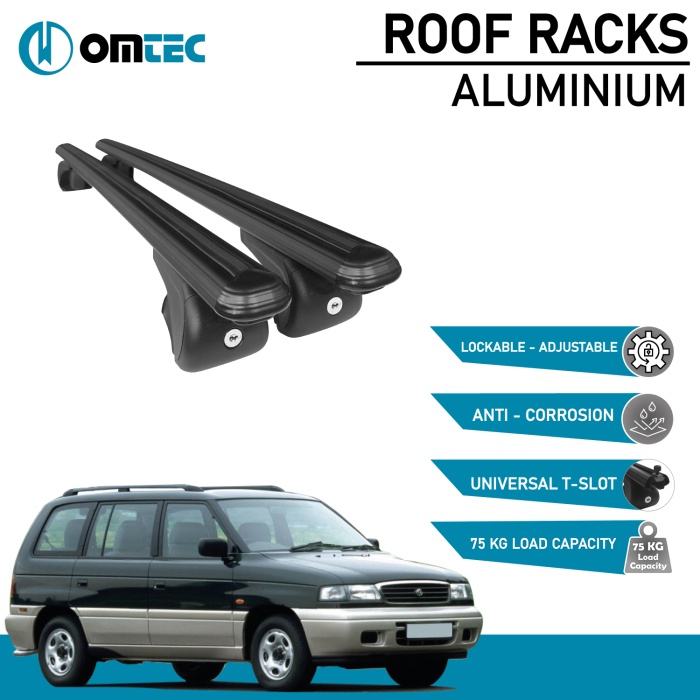 Bare Transversale Mazda Mpv [1996-2006] Omtec Aluminiu - Negru - imagine 2