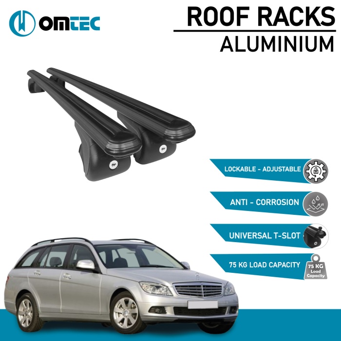 Bare Transversale Mercedes C Class [2008-2014] Omtec Aluminiu - Negru - imagine 2