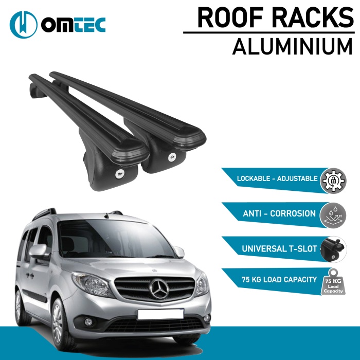 Bare Transversale Mercedes Citan [2013 ->] Omtec Aluminiu - Negru - imagine 2
