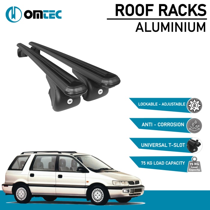 Bare Transversale Mitsubishi Chariot [1992-1996] Omtec Aluminiu - Negru - imagine 2