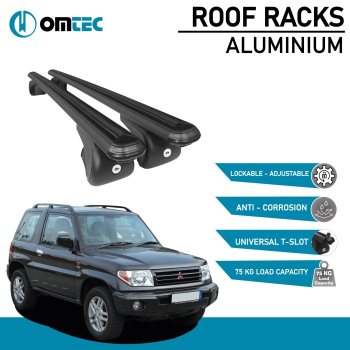 Bare Transversale Mitsubishi Pajero [1998-2006] Omtec Aluminiu - Negru - imagine 2