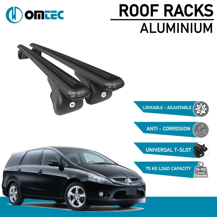Bare Transversale Mitsubishi Grandis [2003-2011] Omtec Aluminiu - Negru - imagine 2