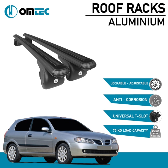 Bare Transversale Nissan Almera [2003-2009] Omtec Aluminiu - Negru - imagine 2