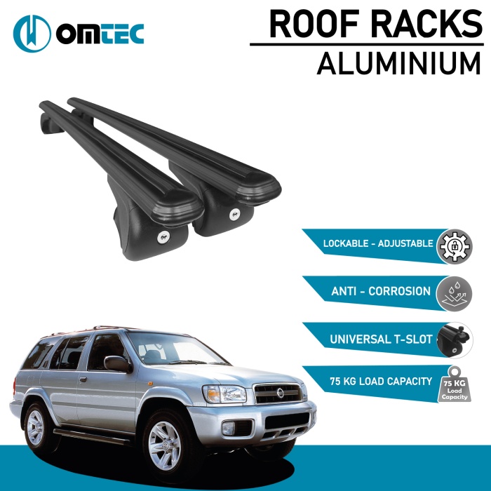Bare Transversale Nissan Pathfinder [1996-2005] Omtec Aluminiu - Negru - imagine 2