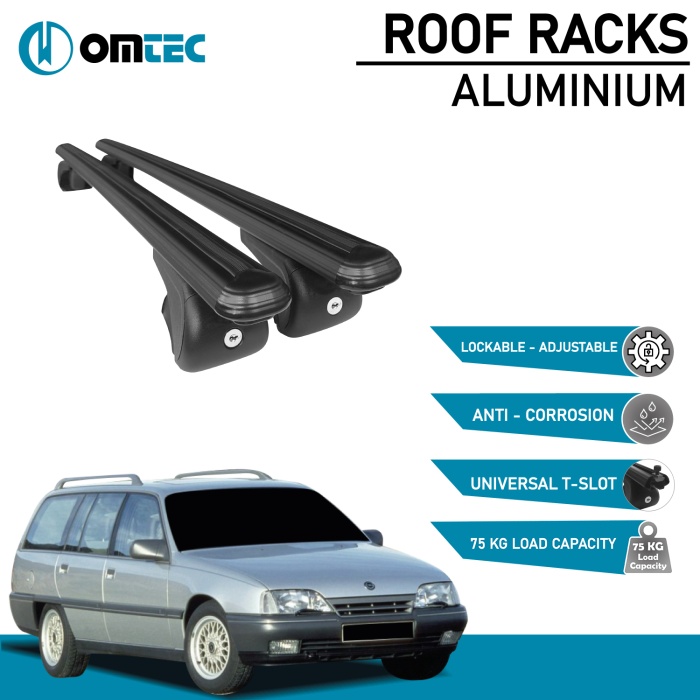 Bare Transversale Opel Omega [1986-2003] Omtec Aluminiu - Negru - imagine 2