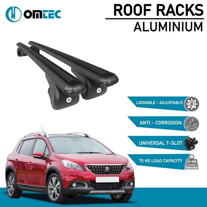 Bare Transversale Peugeot 2008 [2013-2020] Omtec Aluminiu - Negru - imagine 2