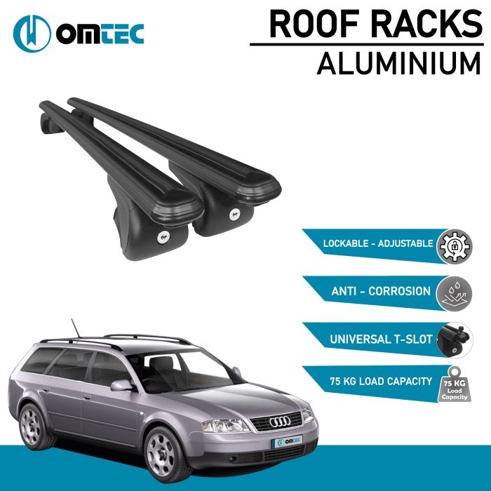 Bare Transversale Audi A6 [1997-2004] Omtec Aluminiu - Negru - imagine 2