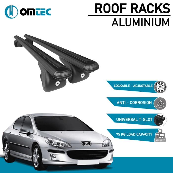 Bare Transversale Peugeot 407 [2004-2010] Omtec Aluminiu - Negru - imagine 2