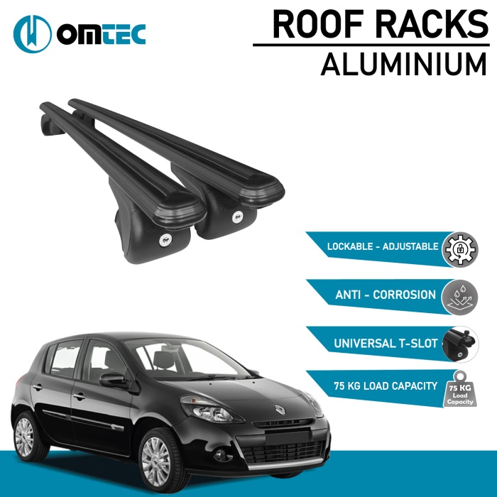 Bare Transversale Renault Clio [2006-2012] Omtec Aluminiu - Negru - imagine 2