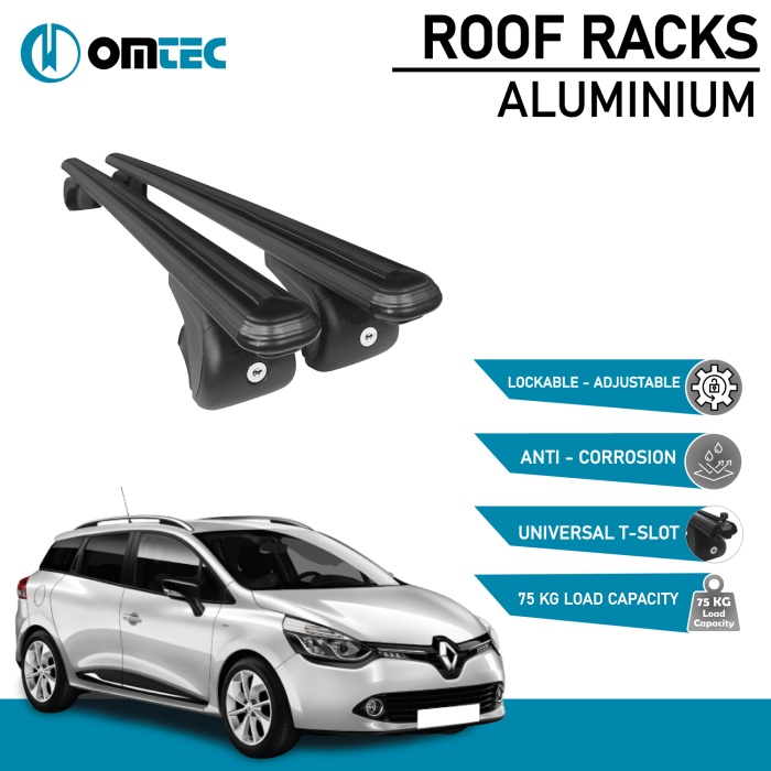 Bare Transversale Renault Clio [2012-2018] Omtec Aluminiu - Negru - imagine 2