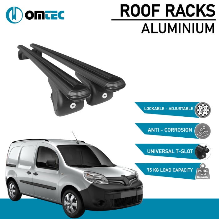 Bare Transversale Renault Kangoo [2008-2021] Omtec Aluminiu - Negru - imagine 2