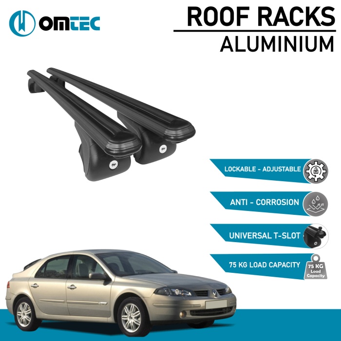 Bare Transversale Renault Laguna [2001-2007] Omtec Aluminiu - Negru - imagine 2