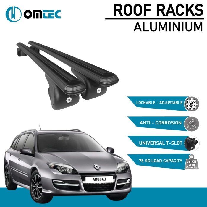 Bare Transversale Renault Laguna [2008-2015] Omtec Aluminiu - Negru - imagine 2