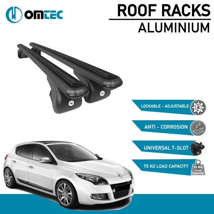 Bare Transversale Renault Megane [2009-2016] Omtec Aluminiu - Negru - imagine 2