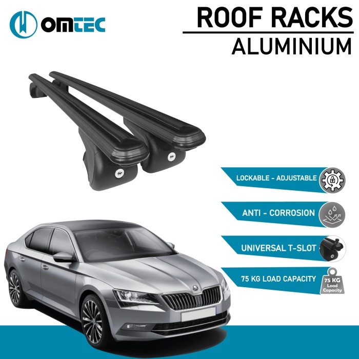 Bare Transversale Skoda Superb [2015 ->] Omtec Aluminiu - Negru - imagine 2