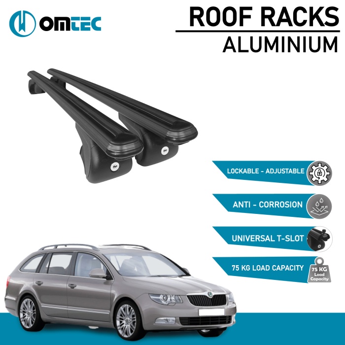 Bare Transversale Skoda Superb [2008-2015] Omtec Aluminiu - Negru - imagine 2