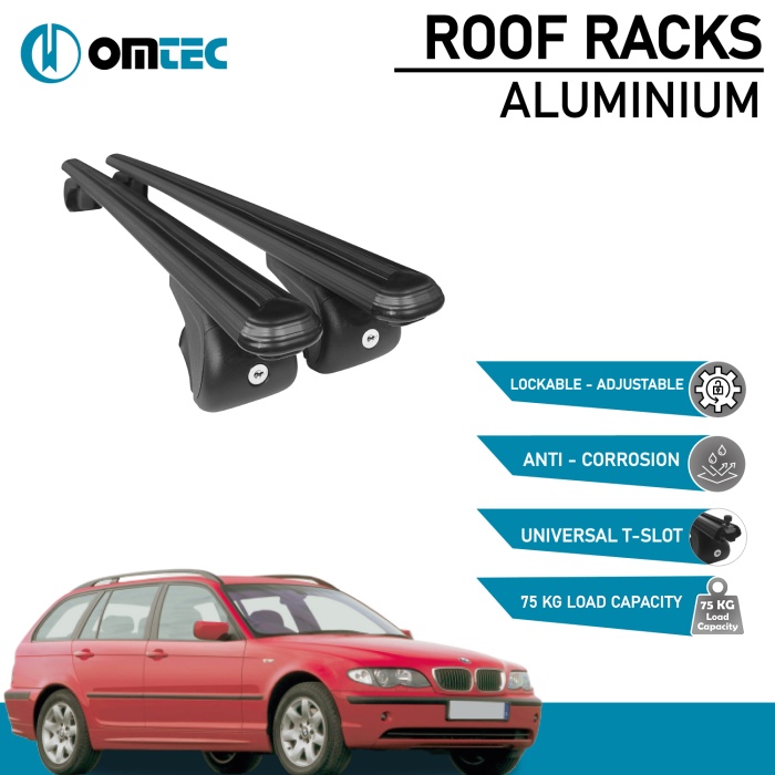 Bare Transversale Bmw 3 Series [1998-2006] Omtec Aluminiu - Negru - imagine 2
