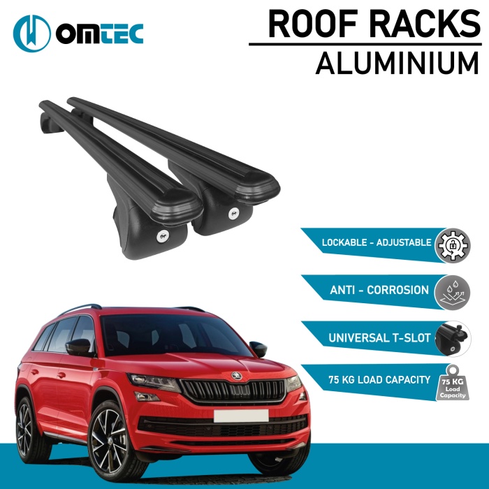 Bare Transversale Skoda Kodiaq [2017 ->] Omtec Aluminiu - Negru - imagine 2