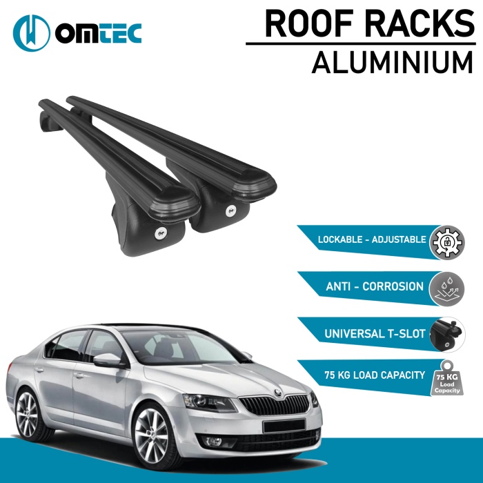 Bare Transversale Skoda Octavia [2013-2019] Omtec Aluminiu - Negru - imagine 2