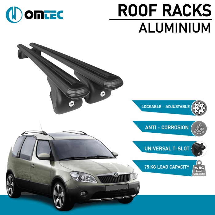 Bare Transversale Skoda Roomster [2007-2015] Omtec Aluminiu - Negru - imagine 2