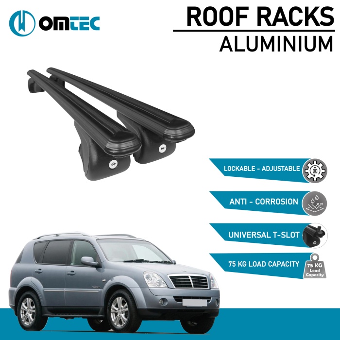 Bare Transversale Ssangyong Rexton [2006-2012] Omtec Aluminiu - Negru - imagine 2