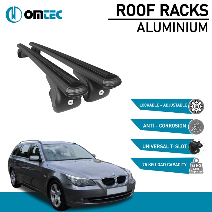 Bare Transversale Bmw 5 Series [2003-2010] Omtec Aluminiu - Negru - imagine 2