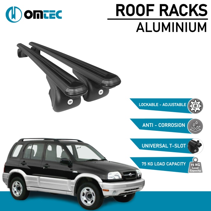 Bare Transversale Suzuki Vitara [1998-2005] Omtec Aluminiu - Negru - imagine 2