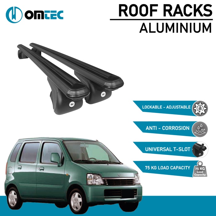 Bare Transversale Suzuki Wagon R [1998-2003] Omtec Aluminiu - Negru - imagine 2