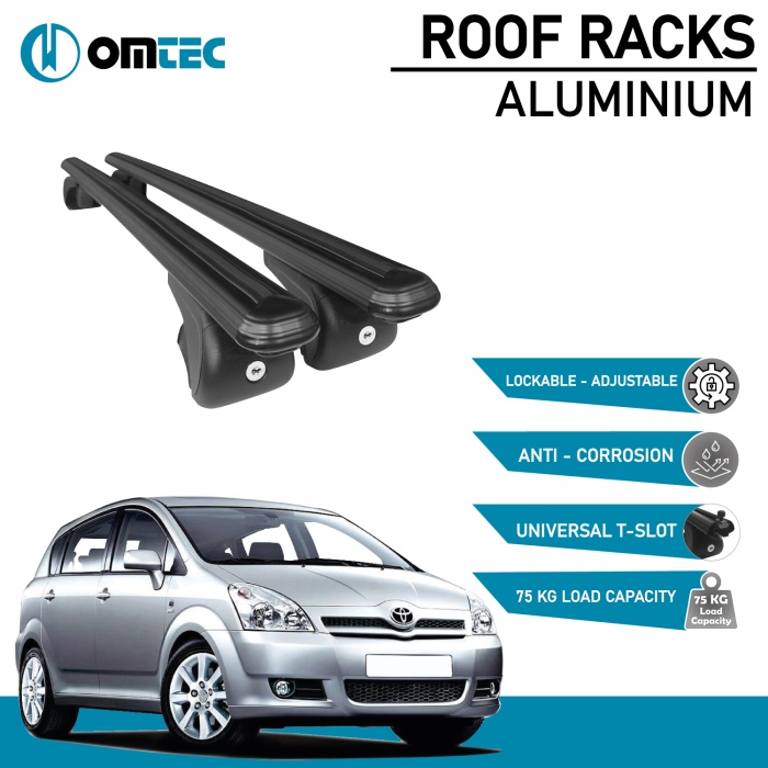 Bare Transversale Toyota Corolla Verso [2004-2009] Omtec Aluminiu - Negru - imagine 2