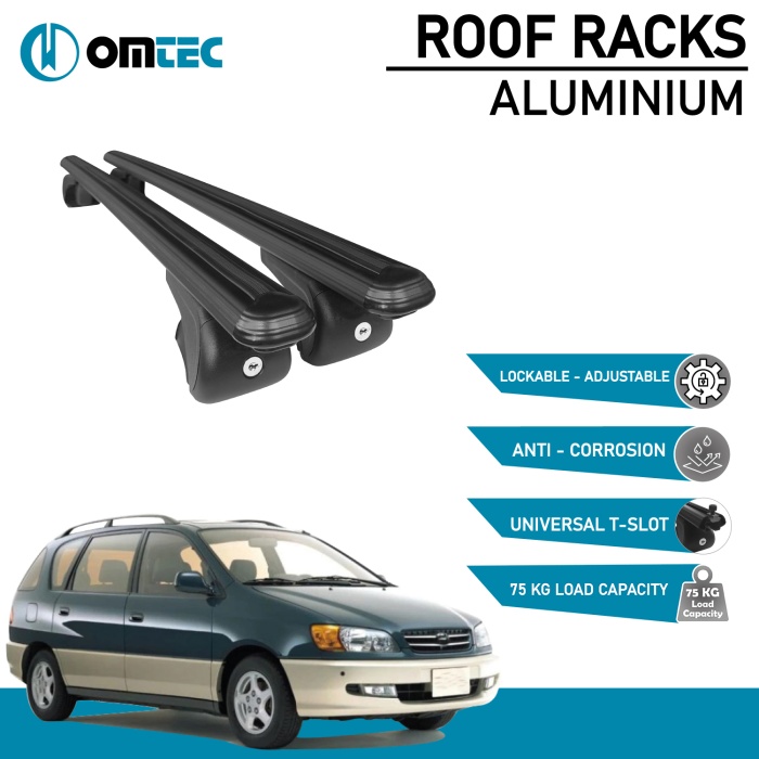 Bare Transversale Toyota Ipsum [2001-2009] Omtec Aluminiu - Negru - imagine 2