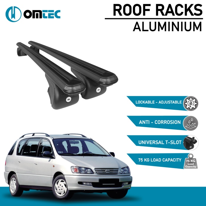 Bare Transversale Toyota Picnic [1996-2000] Omtec Aluminiu - Negru - imagine 2
