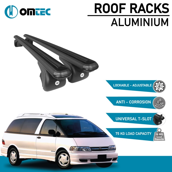 Bare Transversale Toyota Previa [1990-1999] Omtec Aluminiu - Negru - imagine 2