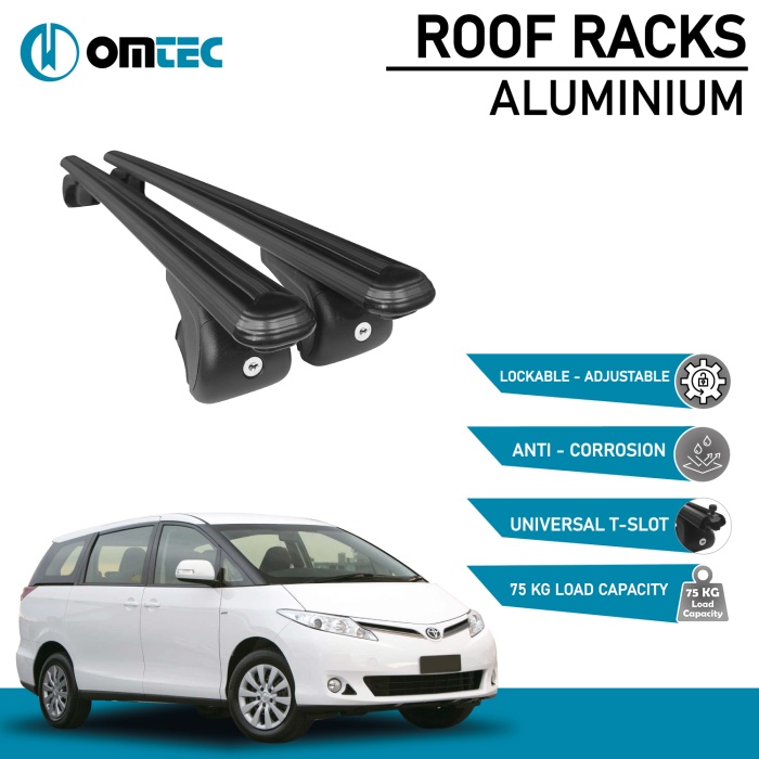 Bare Transversale Toyota Previa [2006 ->] Omtec Aluminiu - Negru - imagine 2