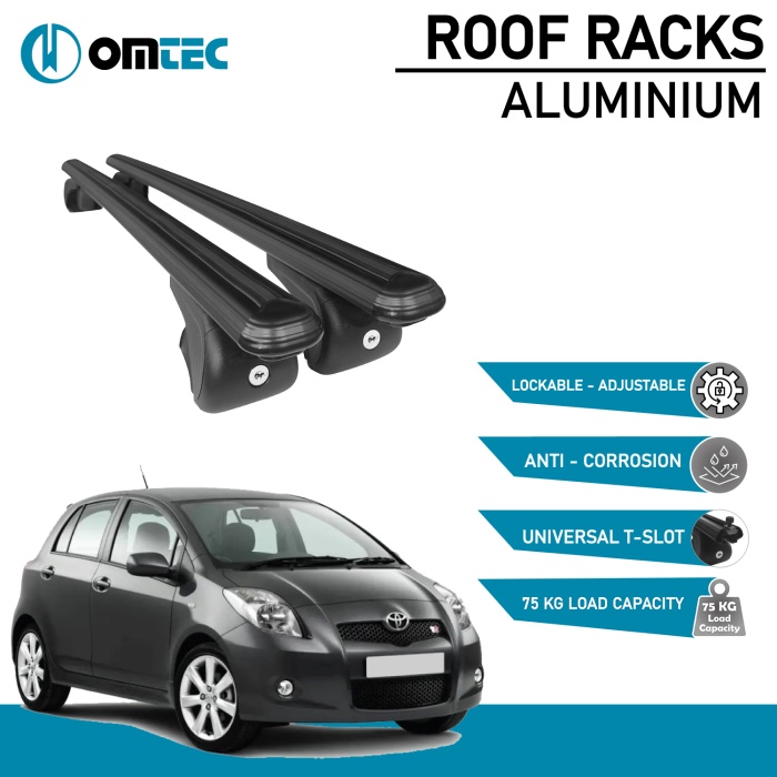 Bare Transversale Toyota Yaris [1999-2005] Omtec Aluminiu - Negru - imagine 2