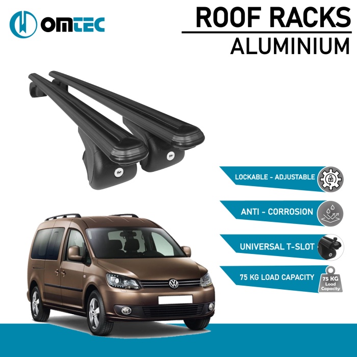 Bare Transversale Volkswagen Caddy [2003-2015] Omtec Aluminiu - Negru - imagine 2