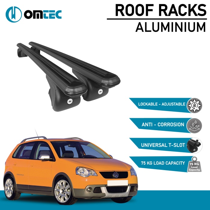 Bare Transversale Volkswagen Cross Polo [2006-2009] Omtec Aluminiu - Negru - imagine 2