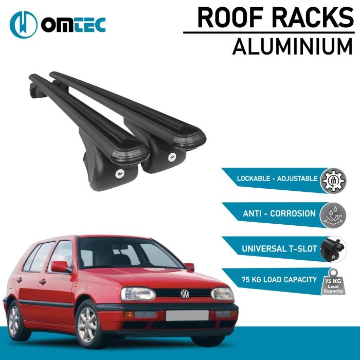 Bare Transversale Volkswagen Golf [1991-1998] Omtec Aluminiu - Negru - imagine 2