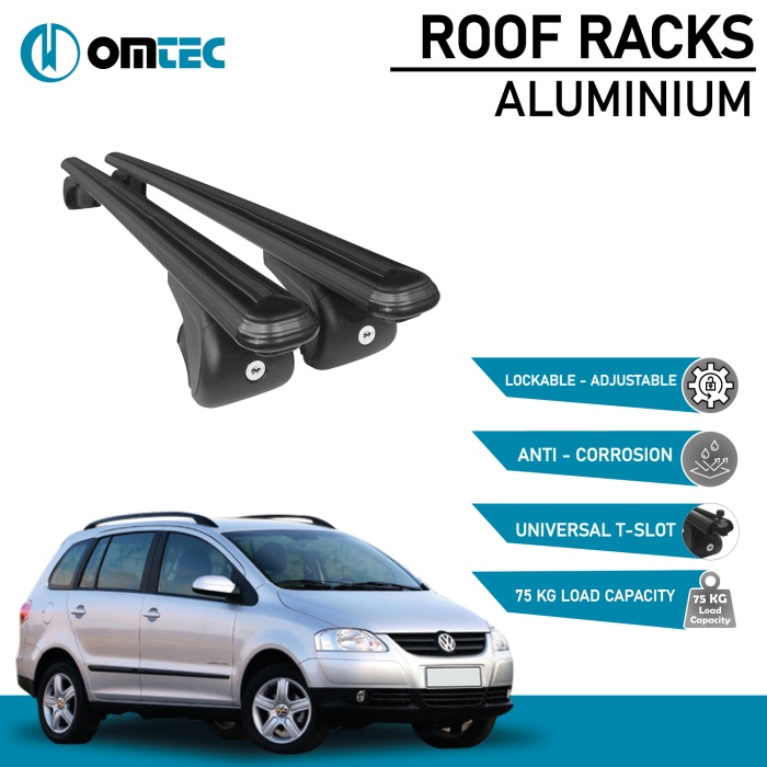 Bare Transversale Volkswagen Spacefox [2006 ->] Omtec Aluminiu - Negru - imagine 2