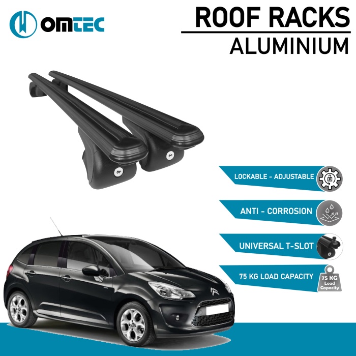 Bare Transversale Citroen C3 [2009-2016] Omtec Aluminiu - Negru - imagine 2