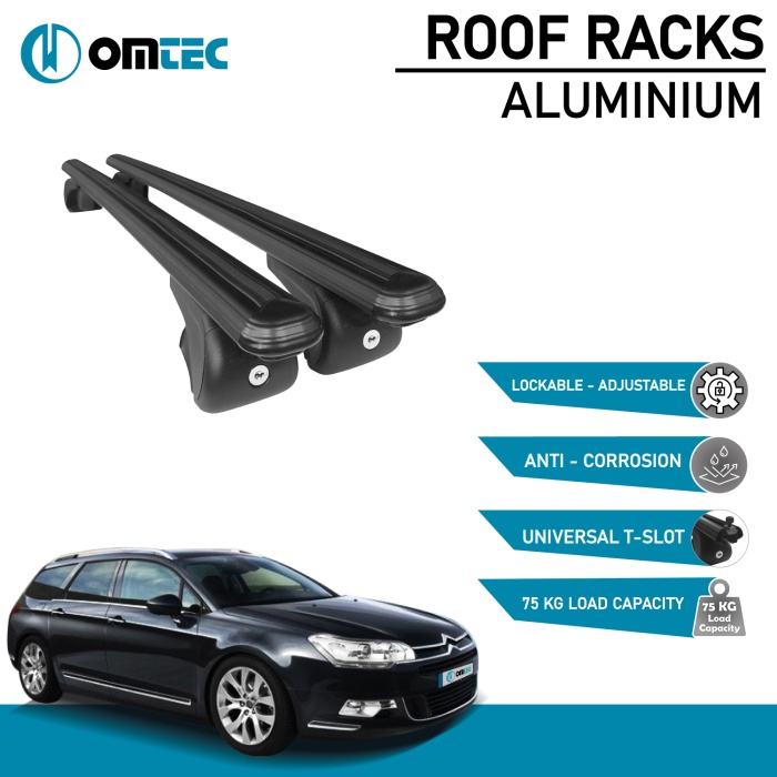 Bare Transversale Citroen C5 [2008-2017] Omtec Aluminiu - Negru - imagine 2