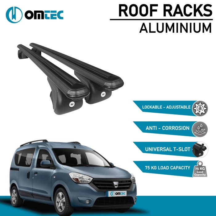 Bare Transversale Dacia Dokker [2012-2021] Omtec Aluminiu - Negru - imagine 2