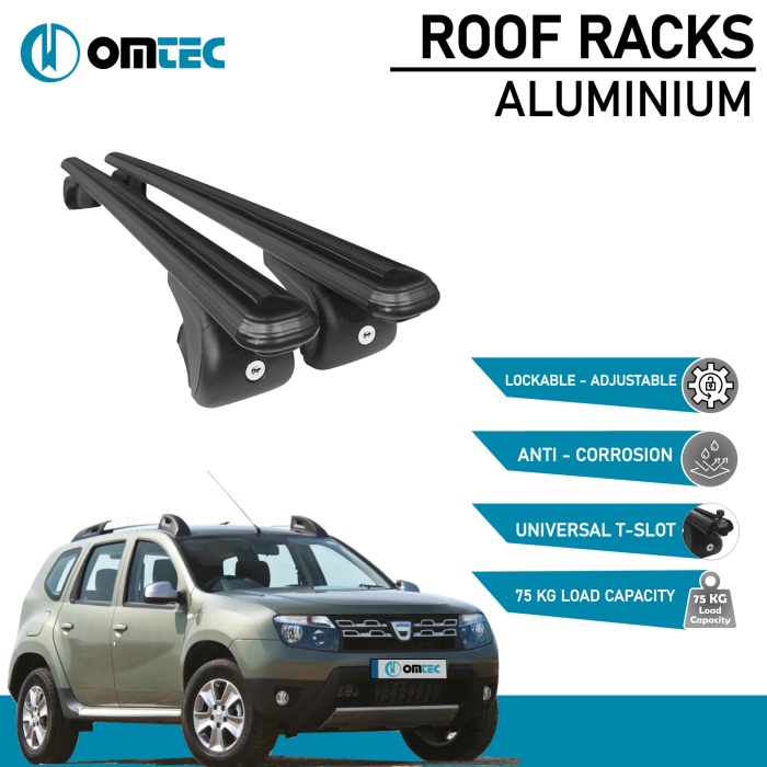 Bare Transversale Dacia Duster [2010-2018] Omtec Aluminiu - Negru - imagine 2